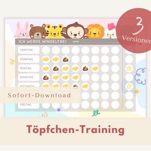 Töpfchen Training Belohnungstafel | windelfrei mit Stickern | trocken werden | Montessori Toiletten Planer | PDF | Download | Zum Ausdrucken