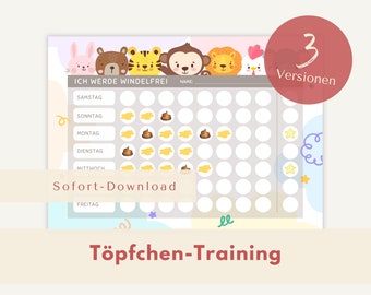 Potty training reward chart | diaper-free with stickers | becoming dry | Montessori toilet planner | PDF | Download | Printable