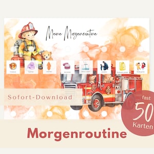 Morgenroutine inkl. Bilderkarten für Kinder | Montessori | Routineplan | Sofort-Download | personalisierbar | Zum Ausdrucken | Feuerwehr