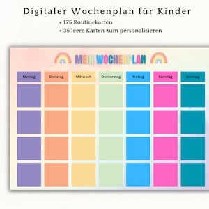Plano semanal para crianças | plano semanal digital | Montessoriano | Planejador semanal do jardim de infância criança | Cartões de rotina | Programação diária | PDF | Digital