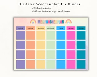 Weekplan voor kinderen | digitaal weekplan | Montessori | Weekplanner kleuterschoolkind | Routinekaarten | Dagschema | Pdf | Digitaal