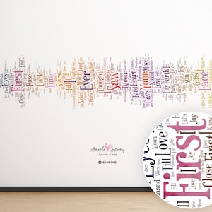 Custom Song Lyric Waveform Poster – Typographic Art from Your Favorite Song, Personalized Word Cloud, Digital Printable