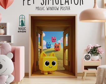 Pet Simulator Magic Window Poster: Roblox Kids Room Decor