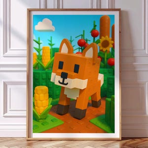 Roblox Grow A Garden Red Fox Pet Poster – A2 Digital Roblox Wall Art, Printable Pet Illustration for Gamer Room or Nursery Decor