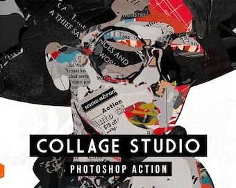 Magazine Paper Collage Effect Photoshop Action: Portrait & Art