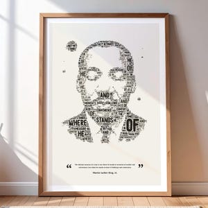 Póster con retrato de Martin Luther King: arte inspirador, decoración de pared motivacional, impresión tipográfica, descarga instantánea en tamaño A2.
