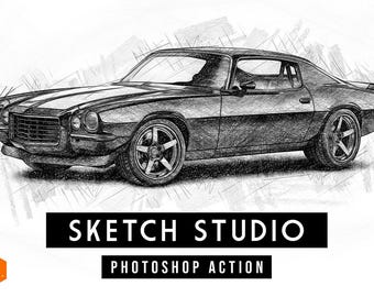 Pencil Drawing Photoshop Action: Realistic Sketch Effect (Digital Download)