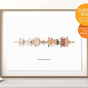 Personalized Song Lyric Waveform Poster – Typographic Art from Your Favorite Song, Custom Word Cloud Audio Waveform Art, Digital Printable