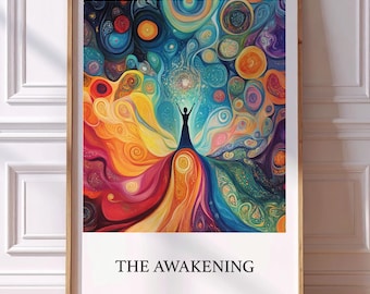 The Awakening – Spiritual Cosmic Art Print | Vibrant Astral Projection Poster, Meditation Wall Decor, Digital Download