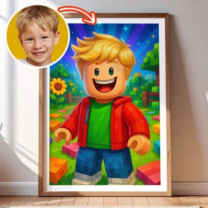 Custom Roblox Portrait for Kids – Personalized Gamer Poster from Photo | Roblox-Inspired Art, Digital Wall Print