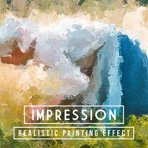 Puede incluir: Un filtro de efecto de pintura que crea una impresión realista de una pintura. El filtro se aplica a una imagen de una persona inclinándose en un campo de hierba verde. La persona lleva una camisa blanca y pantalones vaqueros azules. El texto "IMPRESSION REALISTIC PAINTING EFFECT" está en la parte inferior de la imagen.