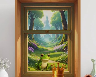 Frog Prince Window Art: Fairytale Kids Room Decor (Digital Download)