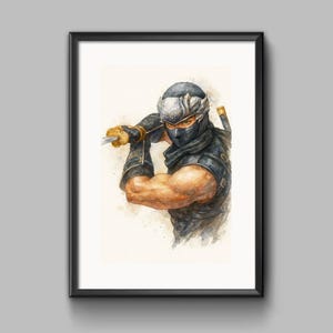 Ninja Gaiden 4 Watercolor A4 Poster Print - Ryu Hayabusa - Custom Fan Made Fan Art - High Quality Paper [S1-003]