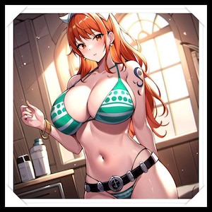 NAMI Anime Waifu Digital Poster - Printable TCG Artwork for Fans, Unique Collector's Item, Handmade, Instant Download - Cod.001