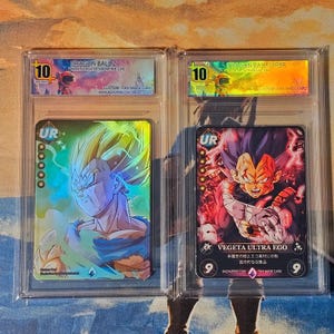 Lot 2x Grade 10 - Majin Vegeta & Ultra Ego Art Ultra Rare TCG Card Game - Psa bgs - Gem Mn Holo Foil Mint - Unique Fast Shipping