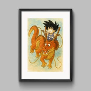 Póster A4 con acuarela inspirado en Dragon Ball - Arte de fan personalizado - Papel de alta calidad [S1-001]