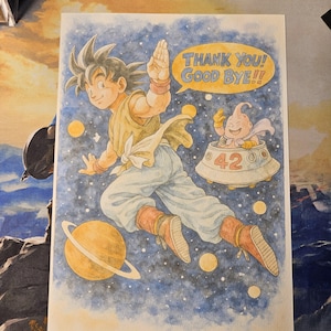 Póster de acuarela A4 inspirado en Dragon Ball - Arte de fan personalizado - Papel de alta calidad