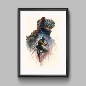 Ninja Gaiden 4 Watercolor A4 Poster Print - Ryu Hayabusa - Custom Fan Made Fan Art - High Quality Paper [S1-001]