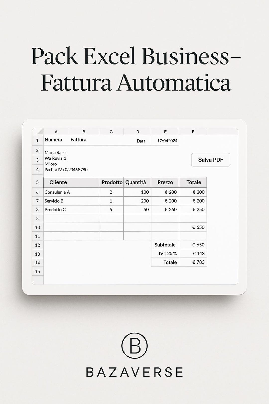 Eta E Invoices Excel.pdf Automatic Invoice Excel Pack for Business | .xlsm Template With VAT ...