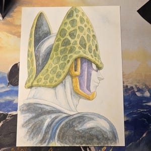 Póster de acuarela A4 inspirado en Dragon Ball - Arte de fan personalizado - Papel de alta calidad