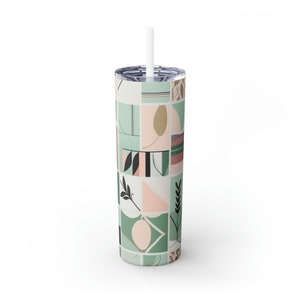 Pastel Mint Green PATTERN 20oz Stainless Steel TUMBLER with straw, BPA-Free Lid, Perfect for Hot and Cold Drinks