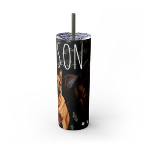 20oz gepersonaliseerde Duitse herder en bruin paard TUMBLER, roestvrijstalen kunststof Bpa-vrije deksel gecoate tuimelaar met rietje