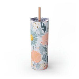 Acrylic PASTEL Flowers 20oz Stainless Steel TUMBLER with straw, BPA-Free Lid, Perfect for Hot and Cold Drinks