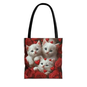 Drei liebevolle Katzen Valentinstag Einkaufstasche (AOP)