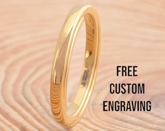 Gold Tungsten Wedding Band: High Polished Promise Ring