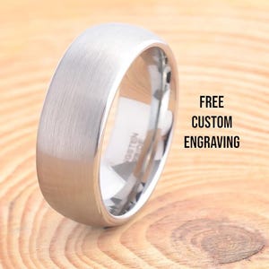 8mm Tungsten Wedding Band, Silver Brushed Tungsten Ring,Tungsten Carbide Ring, Anniversary Band, Comfort Fit,Engagement Ring,Birthday Gift