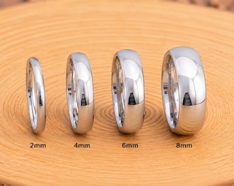 Silver Tungsten Carbide Dome Ring, Minimalist Wedding Band, Engagement Promise Ring