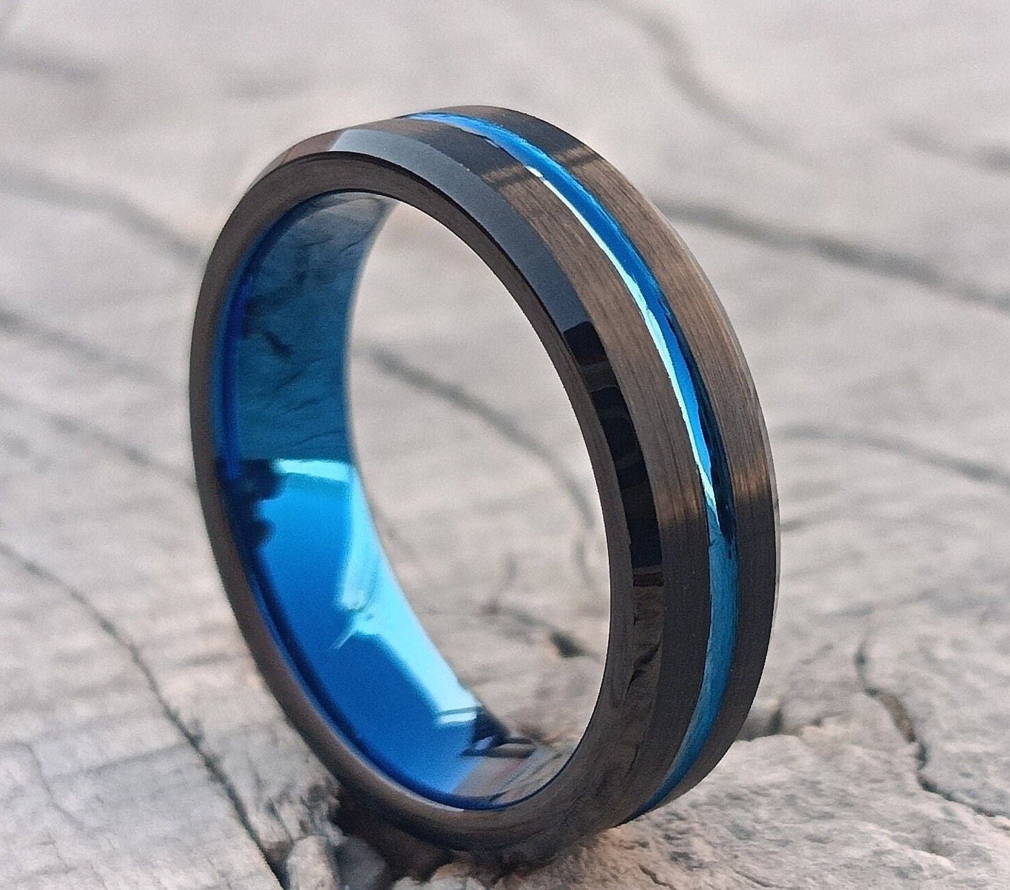 Homxi Anelli Uomo Tungsteno,Rotonda Spazzolata 8MM Zirconia Cubica - Foto 8