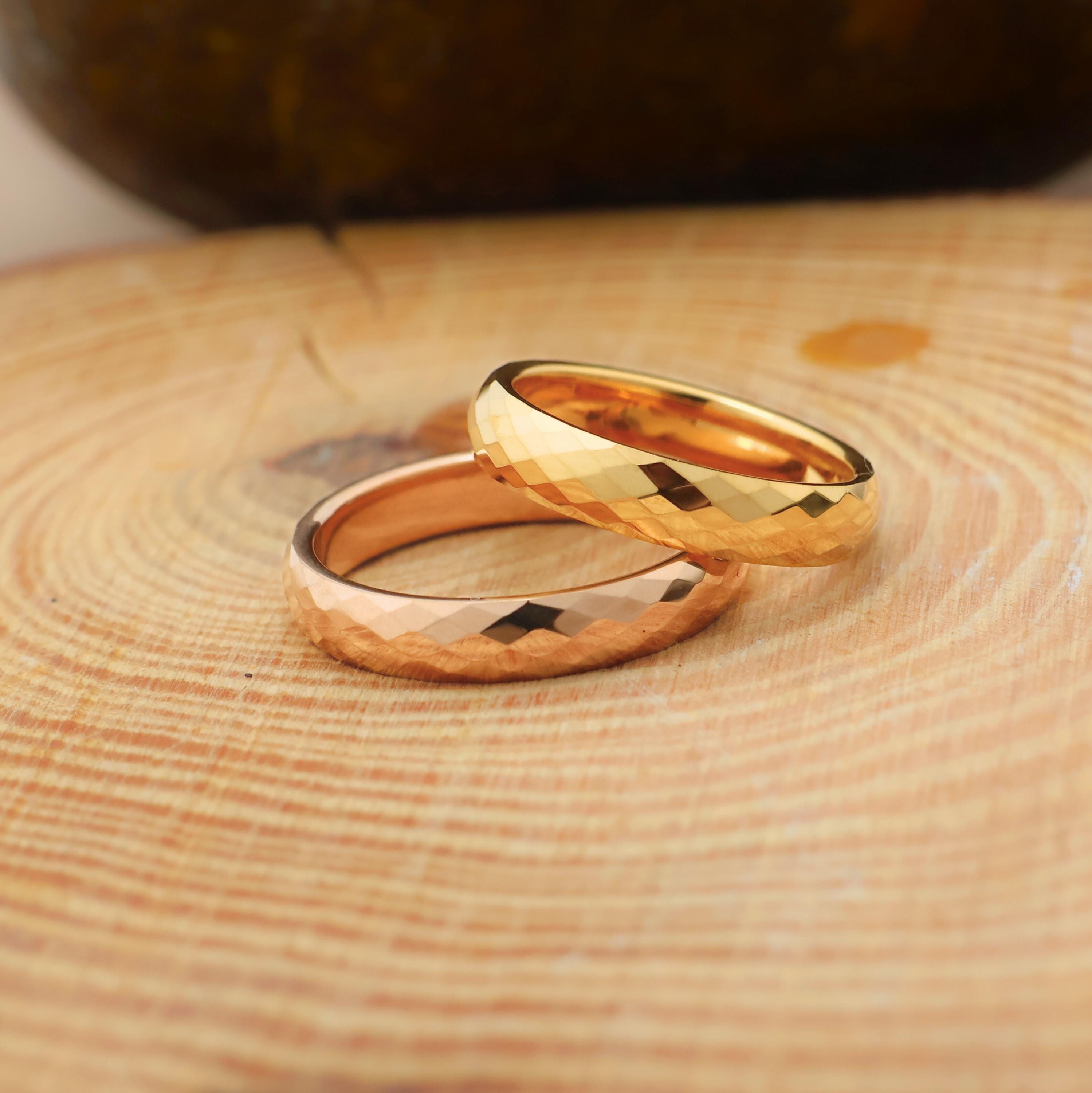 VAKKI Anello In Tungsteno Oro Rosa Con Marmo - Larghezza 4mm, Per Fidanzamento O Matrimonio - 2