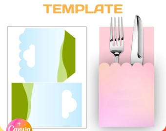 Cutlery Pouch Template: DIY Paper Holder (SVG, Cricut, Canva)