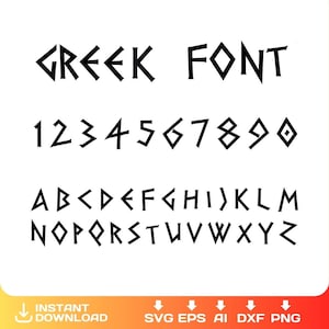 Police grecque, lettres et chiffres de l'alphabet grec, police d'écriture de style grec, svg, Cricut, png, toile, dxf, Silhouette, téléchargement immédiat