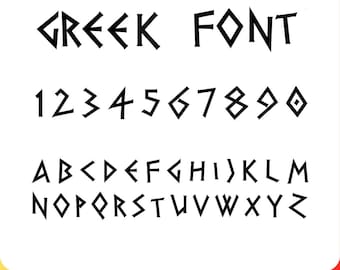 Greek Font, Greek Alphabet Letters & Numbers, Greek Style Script Font, svg, Cricut, png, dxf, Silhouette, Instant Download