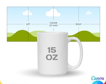 15oz mug blank template for sublimation, svg, Cricut, png, Canva, dxf, Silhuette, Full Wrap, Standart Ceramic Mug, instant download