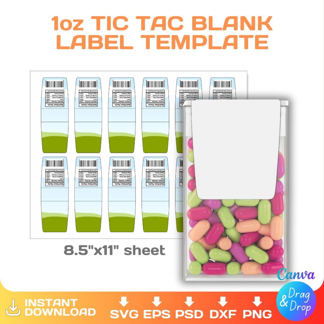 Tic Tac Label Template 1 Oz Tic Tac Blank Wrapper Custom Party