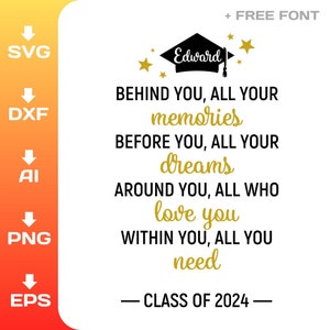 modifiable, derrière vous tous vos souvenirs, SVG, personnalisé, devis d'études supérieures, fichier découpé au laser, Cricut, Silhouette, téléchargement immédiat