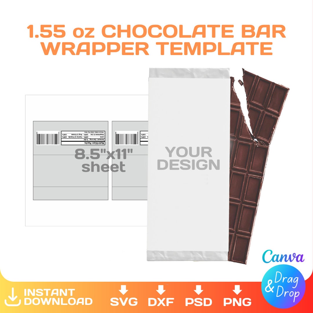 Chocolate Bar Wrapper Blank Template Candy Bar Wrapper Svg Png Dxf