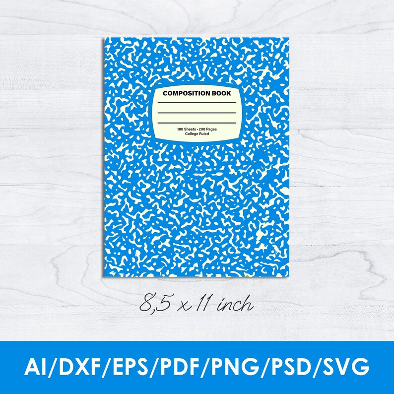 Editable Composition Book Cover Template: SVG, Cricut, Canva (digital ...