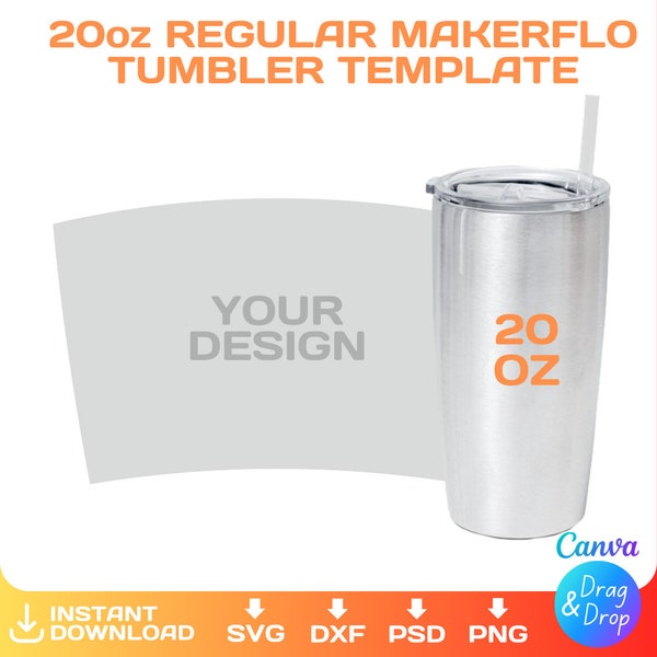 20oz Regular Makerflo tumbler, BLANK template for sublimation, Full Wrap, Canva, Cricut, png, svg, instant download