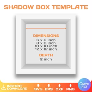 Bundle modello vuoto per cornice quadrata con ombra, svg, png, Cricut, Canva, fai da te, stampabile, download immediato
