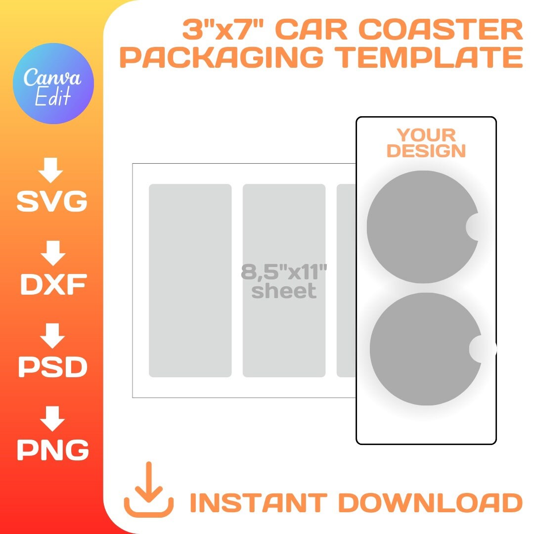 Car Coaster Packaging Blank Template for Selling Car Coaster Display