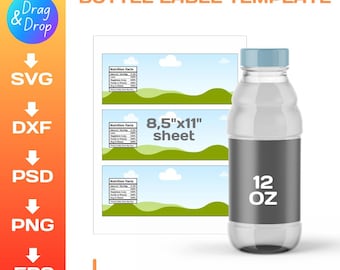 12oz Sport Bottle Label Template: DIY Printable (Digital Download)