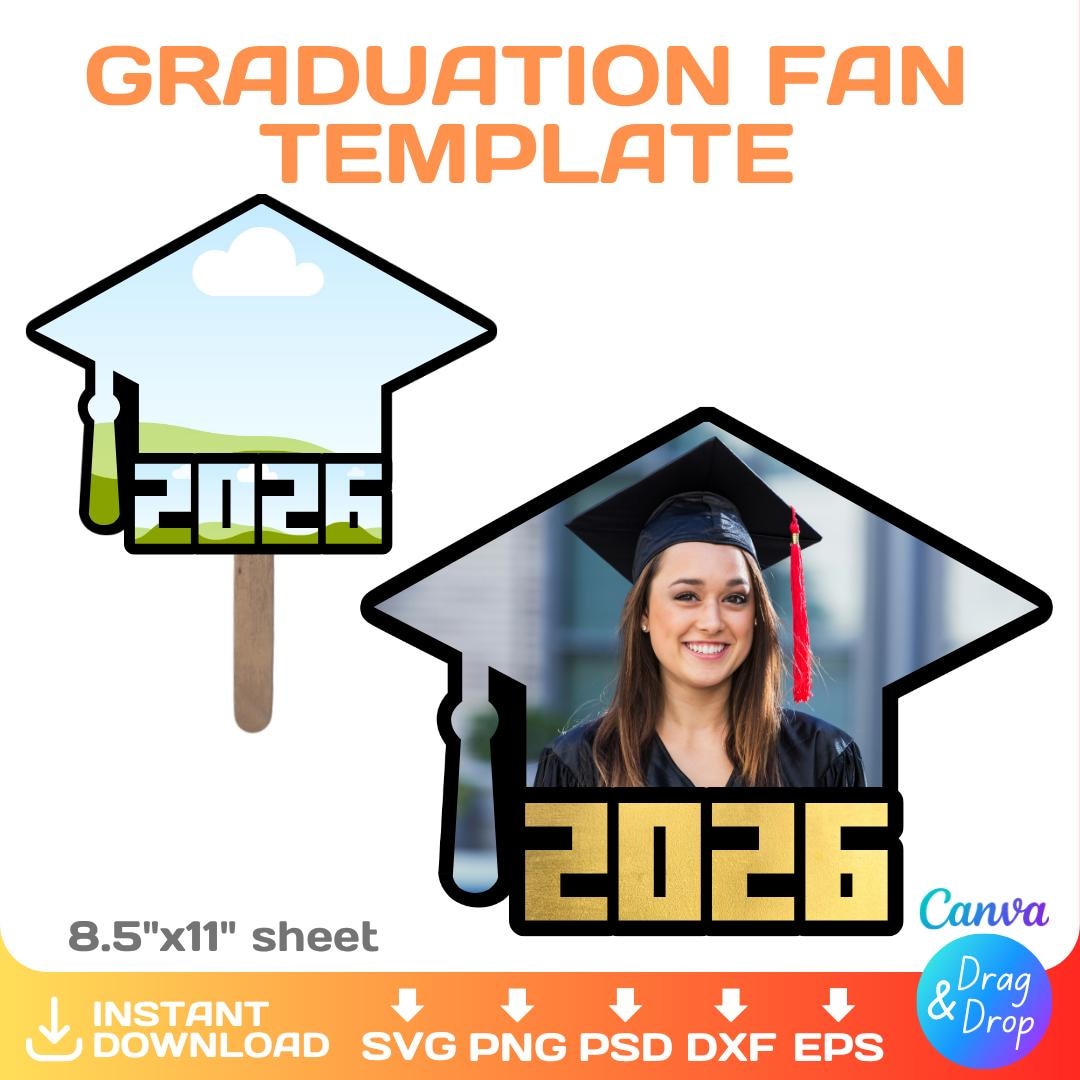 Graduation Fan Template, Editable Design, Custom, Photo Fan Paddle ...