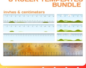 Ruler svg, BUNDLE, Inches & Centimeters, horizontal ruler markings, Cricut, Glowforge, Instant Download