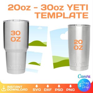 Yeti Tumbler Blanko-Vorlage für Sublimationsdruck, BUNDLE, 20 oz & 30 oz, Full Wrap, Canva, Cricut, png, svg, personalisiert, sofort-Download