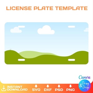 Modelo de placa de carro em branco, svg, png, dxf, Cricut, Canva, Silhouette, Download instantâneo