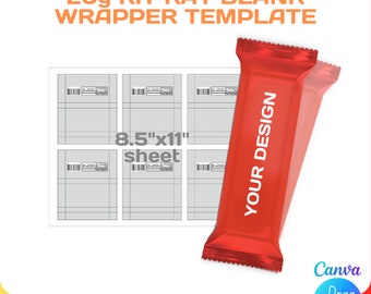 Mini Kit Kat wrapper lege sjabloon, DIY, aangepaste, kleine chocolade partij gunst, bewerkbare, SVG, Cricut, PNG, Canva, 20g, Instant Download